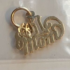 NWT vintage 14K gold #1 Mom charm, in original packaging, dainty, 1/2 inch, bale